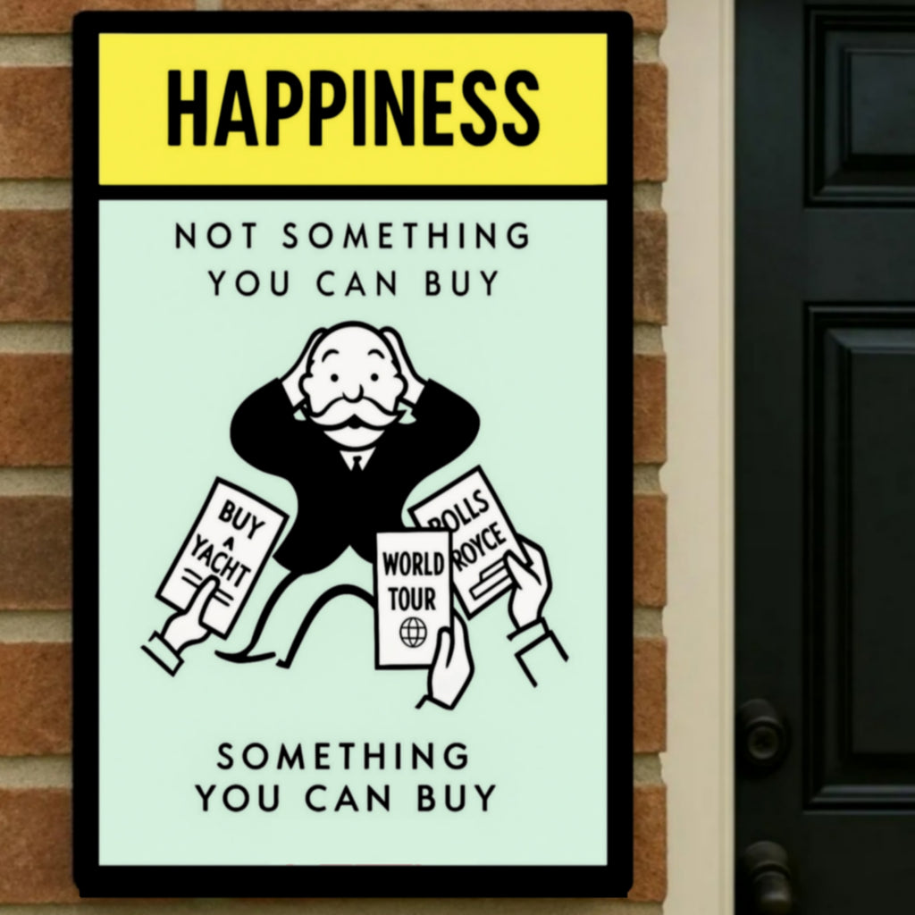 Monopoly Happiness LAMINATED PRINT – Not Something You Can Buy | Motivational Mindset Wall Art 13x19in