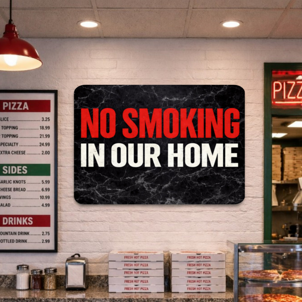 No Smoking In Our Home Sign – Family Home No Smoking Wall Decor, House Rules Sign, Laminated Door Sign 6x9in 19x13in