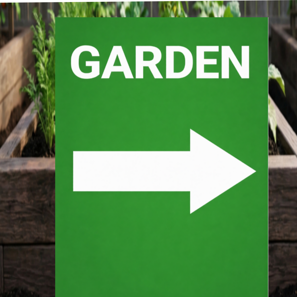 Garden Direction Sign Arrow Yard Sign Outdoor Garden Decor 13x19 Laminated Directional Sign Landscaping Sign
