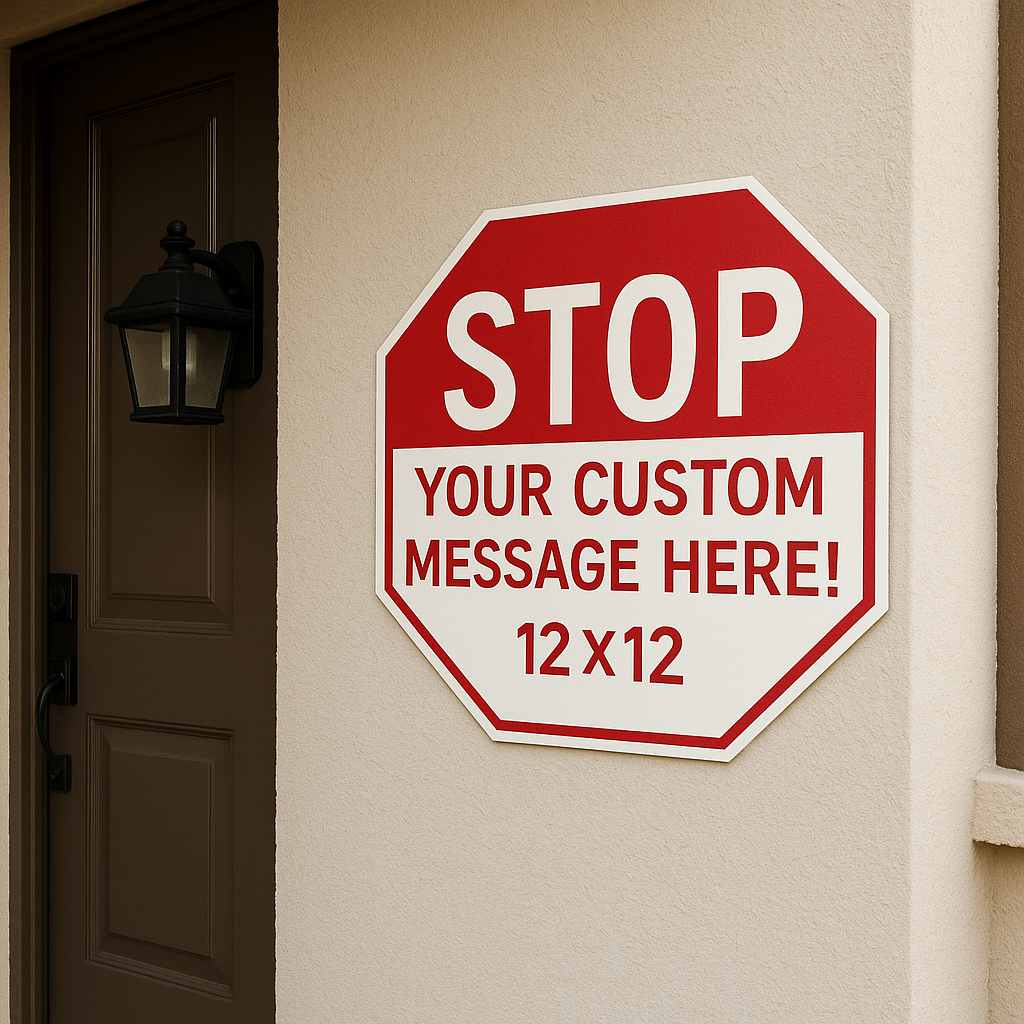 Custom Stop Sign – Personalized Warning Sign | Add Your Own Message | 12x12 Custom Property Sign