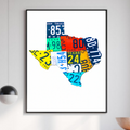 Texas License Plate Wall Art Colorful State Decor Modern Home Wall Print Laminated 13x19