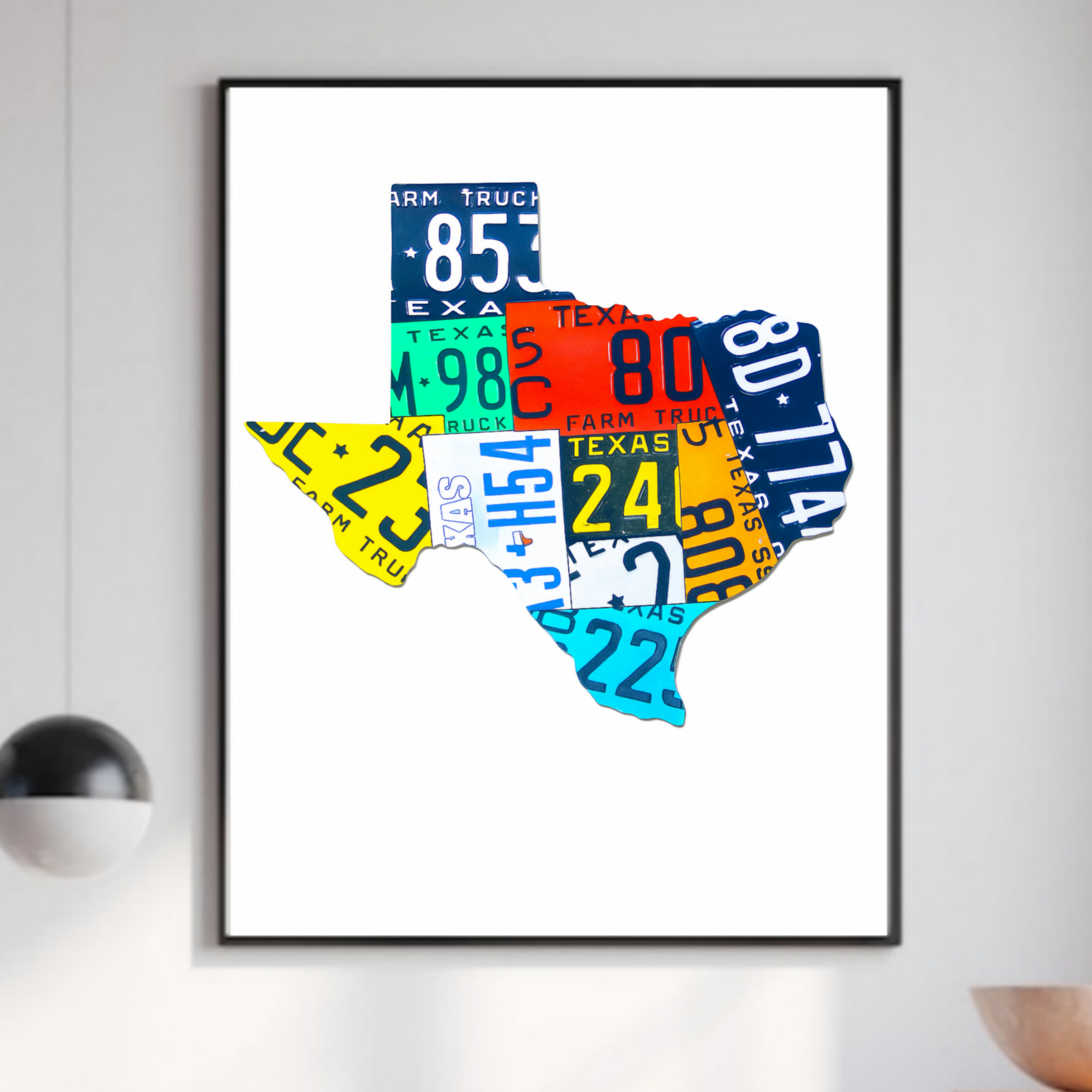 Texas License Plate Wall Art Colorful State Decor Modern Home Wall Print Laminated 13x19