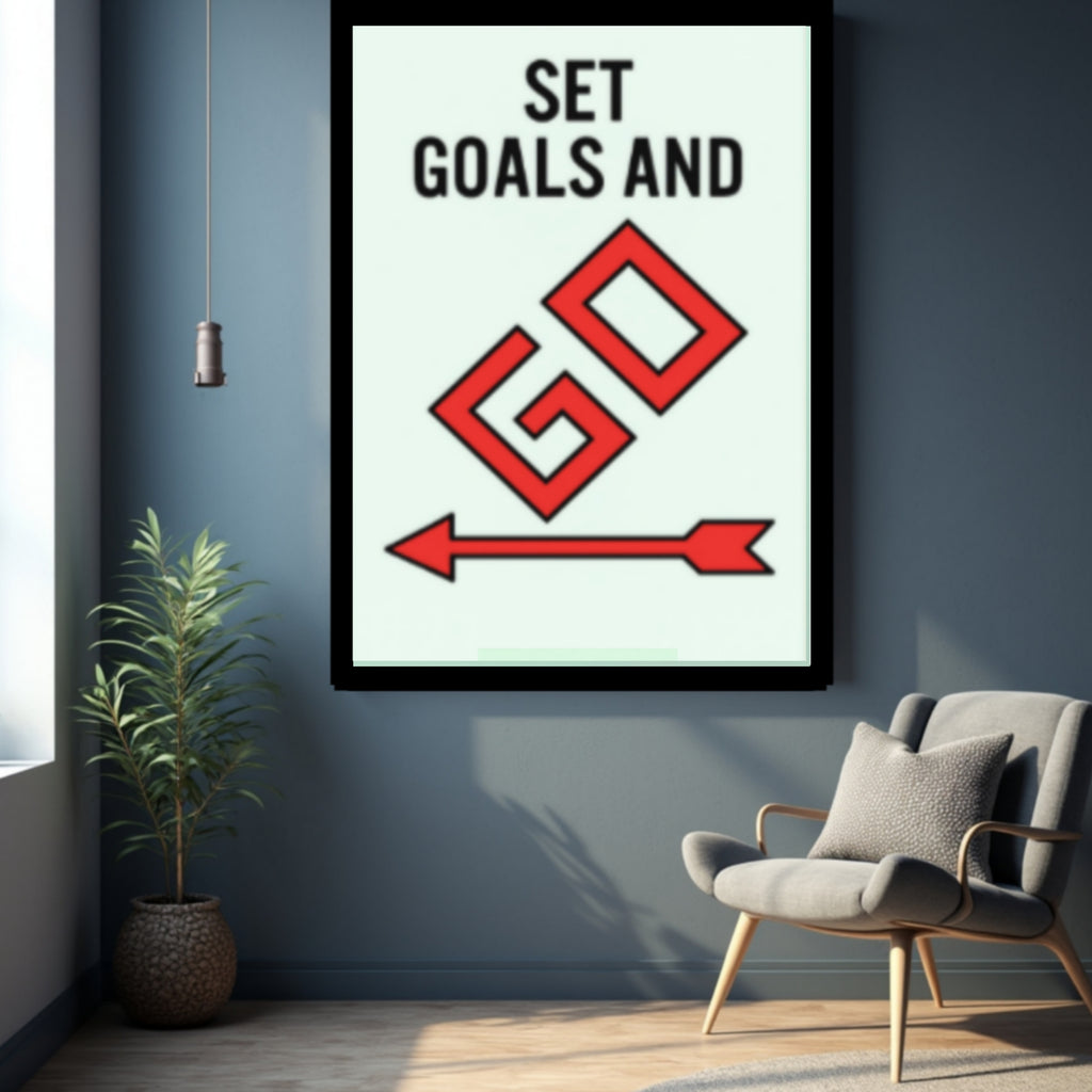 Set Goals and Go Motivational Monopoly Laminated or Framed Print – Success Mindset Wall Art for Entrepreneurs