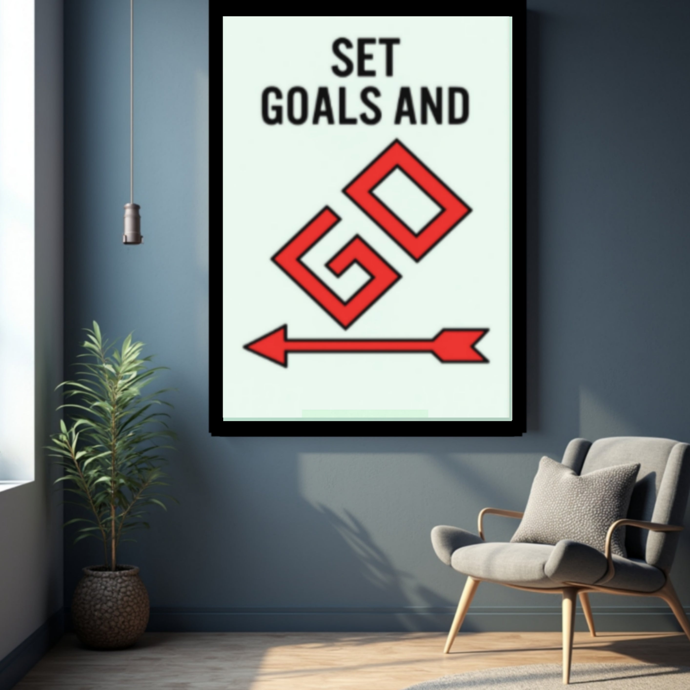Set Goals and Go Motivational Monopoly Laminated or Framed Print – Success Mindset Wall Art for Entrepreneurs