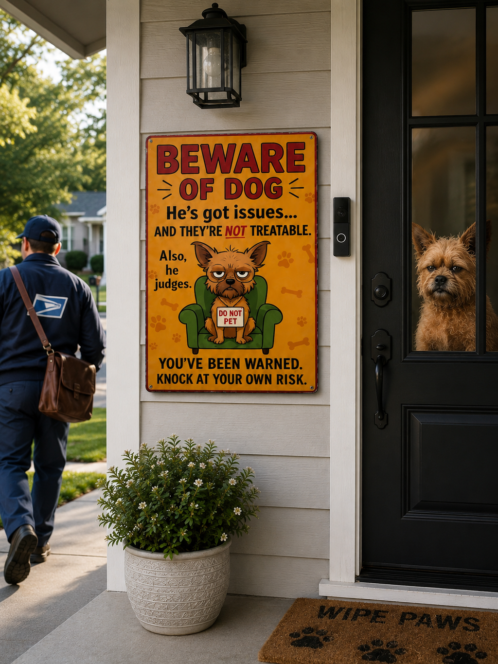 Beware of Dog Sign 13x19 Laminated Print | Funny Dog Warning Sign