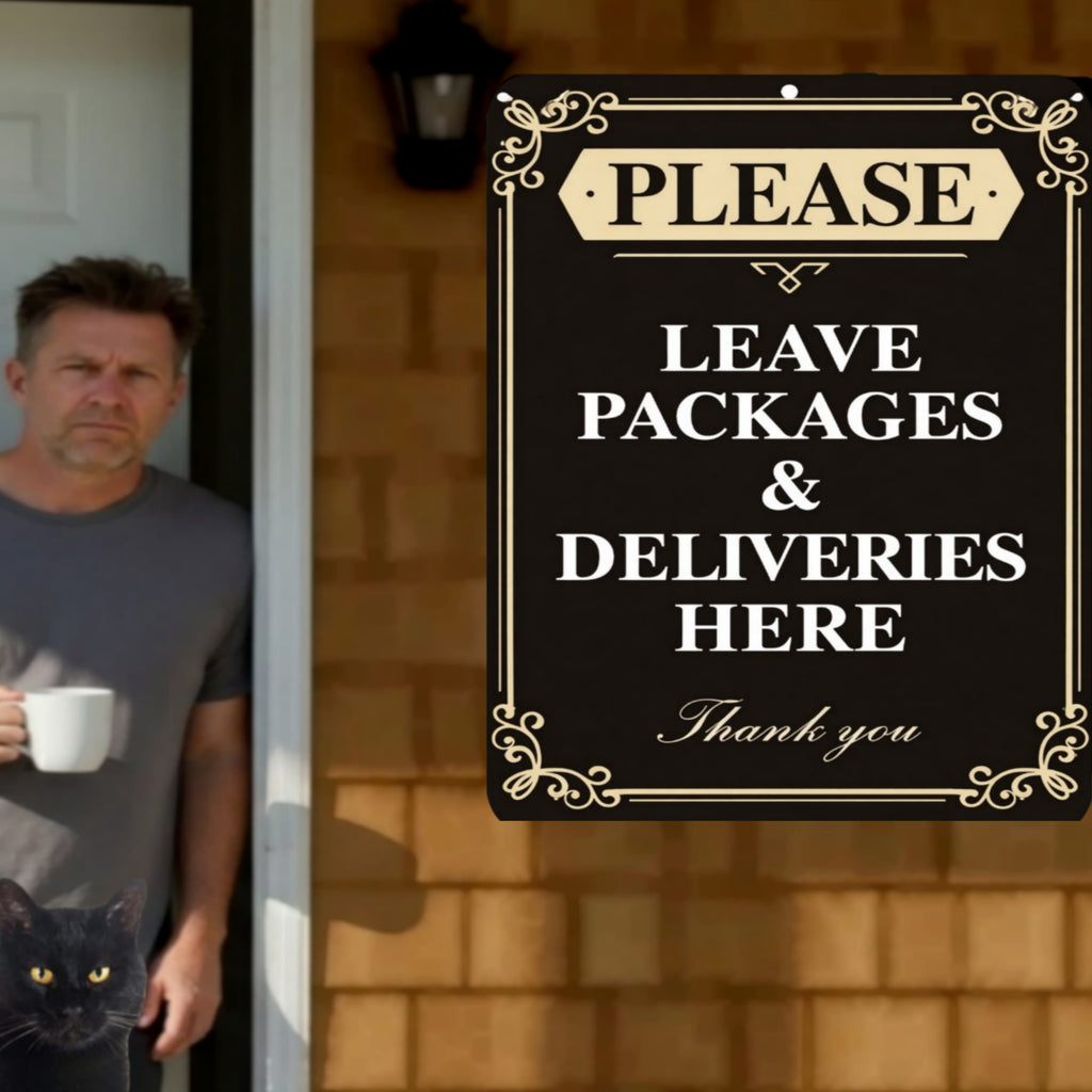 Please Leave Packages Here Sign – Elegant Delivery Sign for Front Door, Package Drop Off Sign, Laminated Outdoor Door Sign 13x19