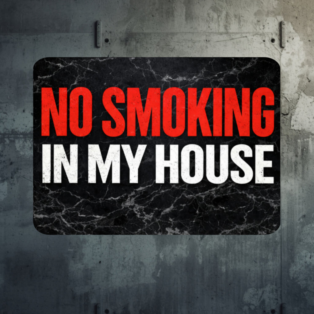 No Smoking In My House Sign – Bold Home No Smoking Wall Decor, Modern Door Sign, Laminated House Rules Sign 6x9in 19x13in