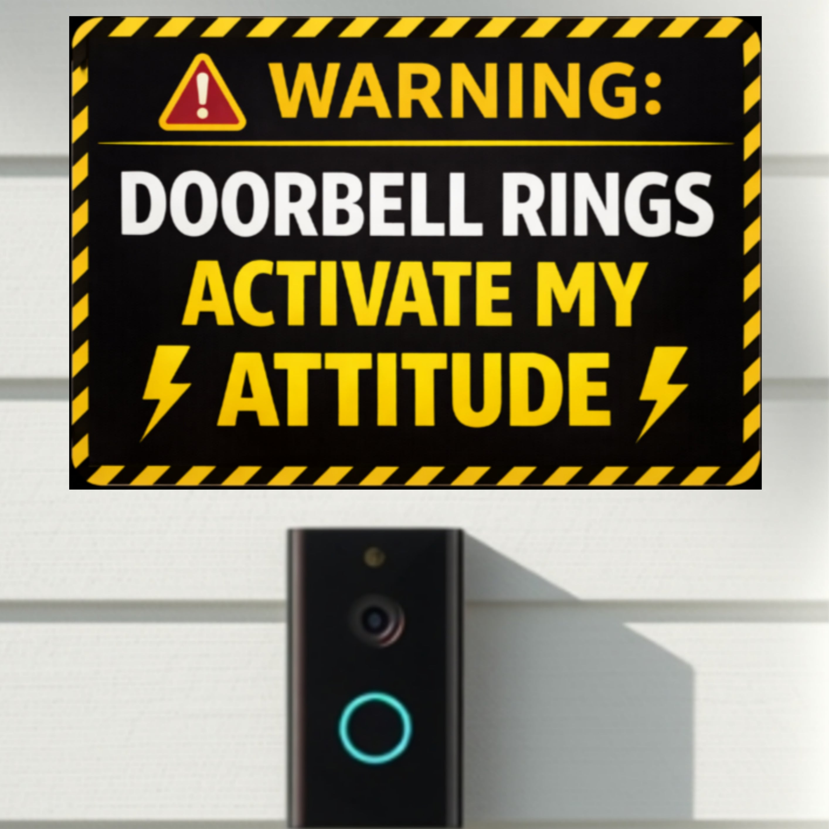 Warning Doorbell Rings Activate My Attitude Funny Door Sign Bold Caution Home Decor 5x9in