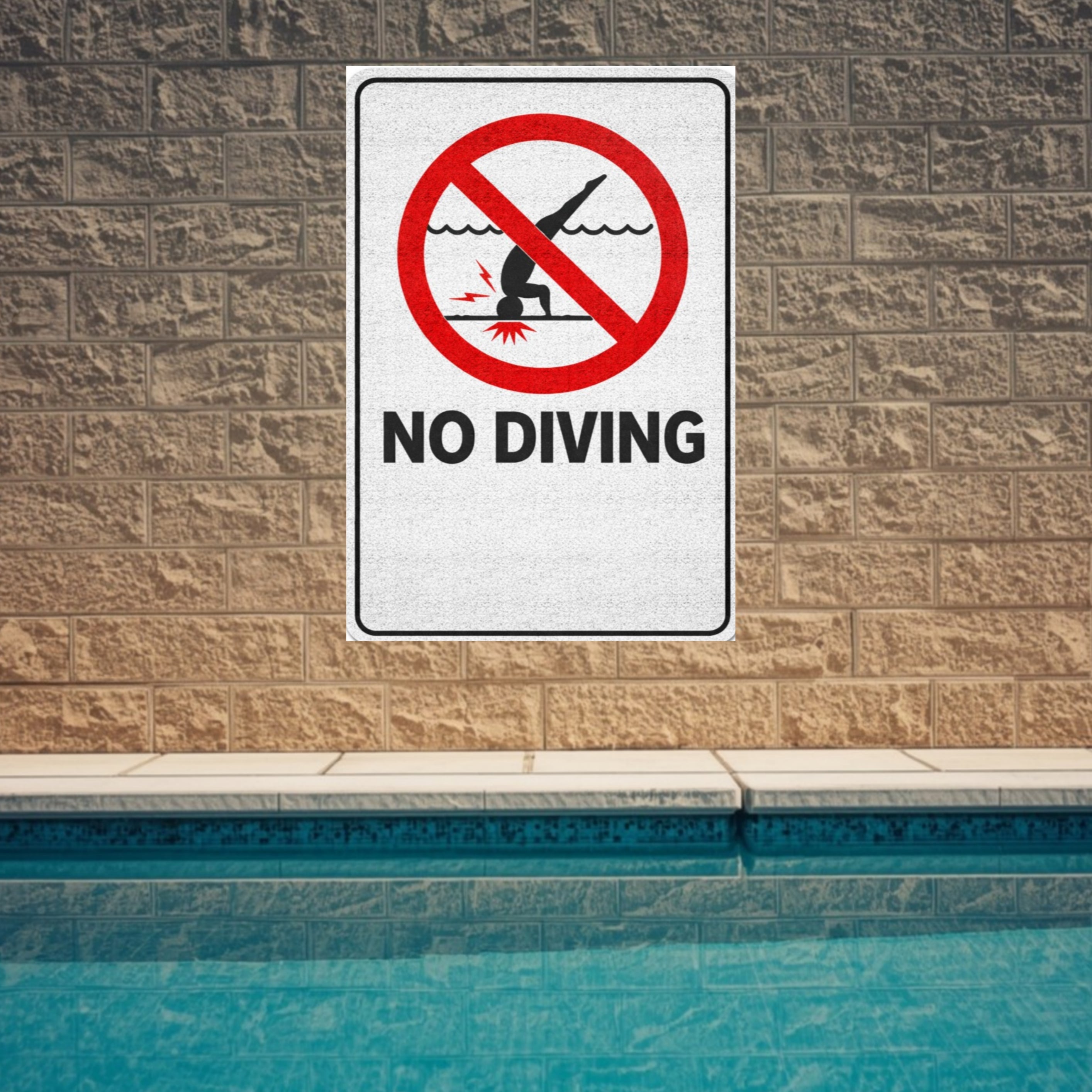 No Diving Pool Sign Safety Warning Poster 13x19 Laminated Pool Area Sign Outdoor Pool Rules Decor