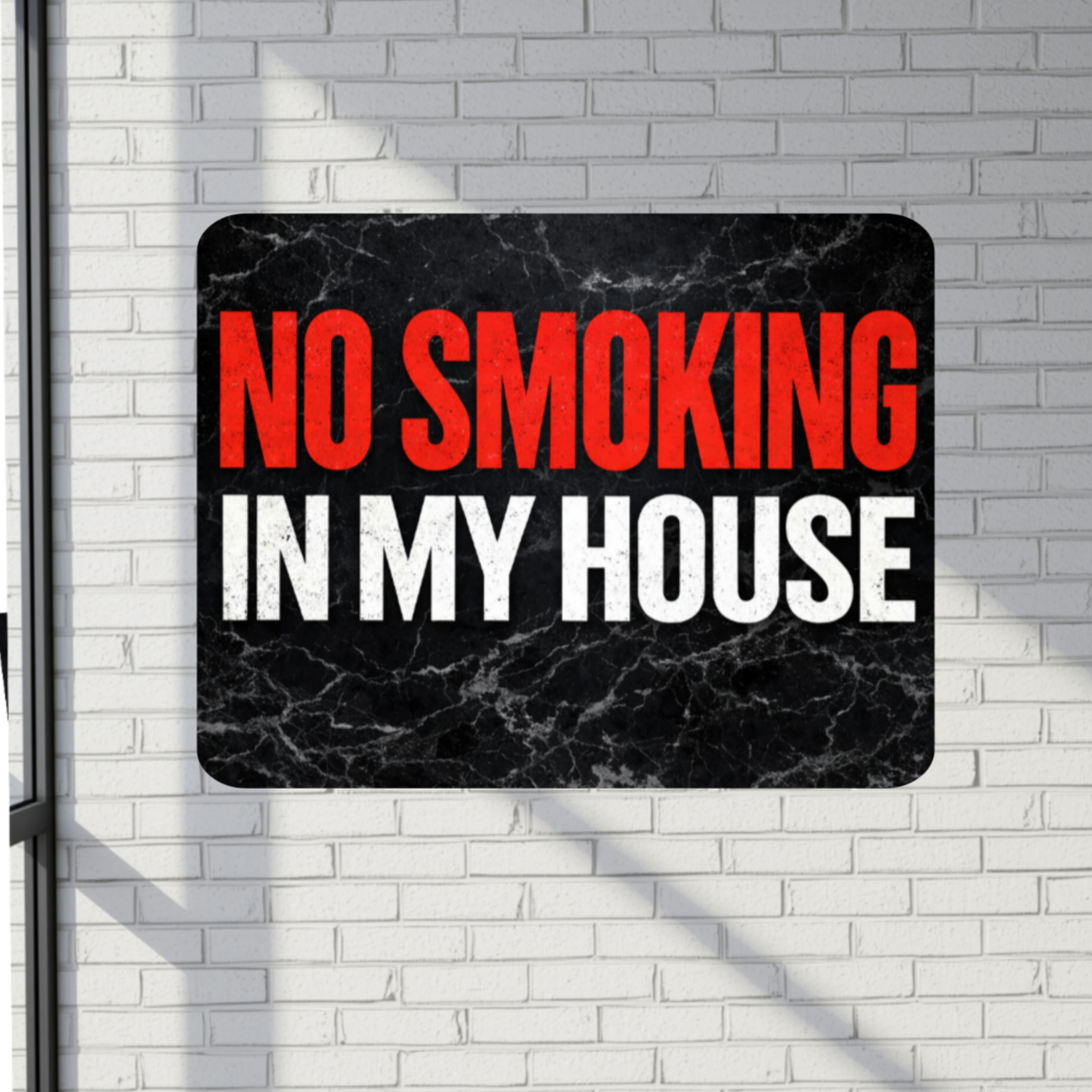 No Smoking In My House Sign – Bold Home No Smoking Wall Decor, Modern Door Sign, Laminated House Rules Sign 6x9in 19x13in