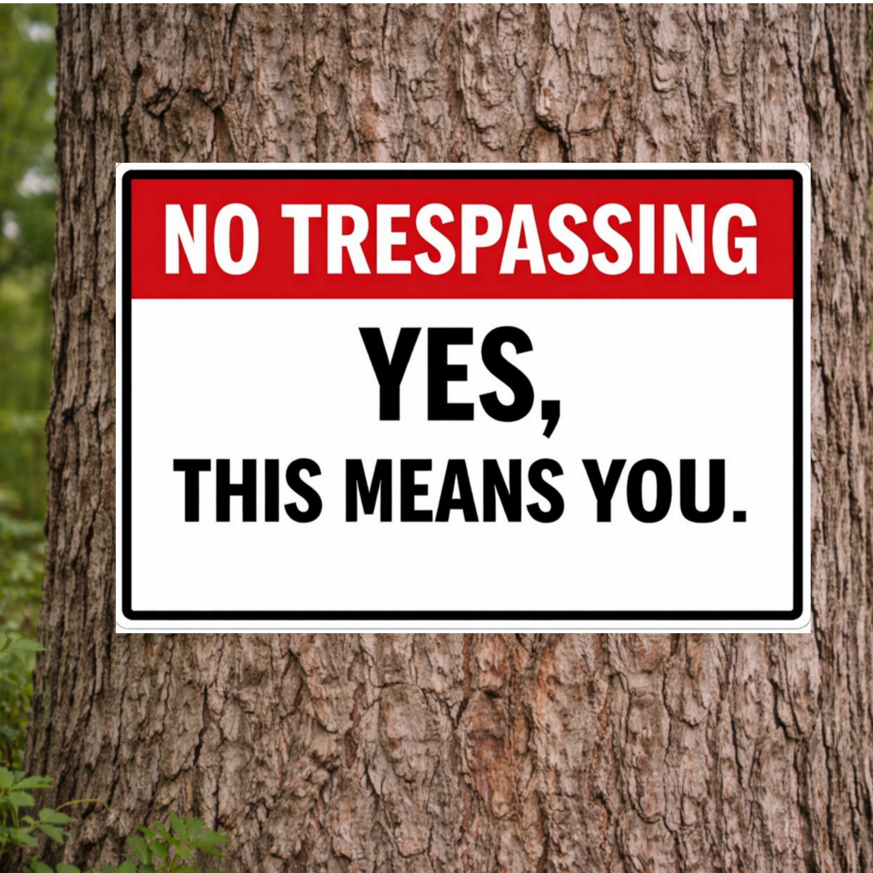 No Trespassing Sign Funny Yes This Means You 13x19 Laminated Outdoor Sign Bold Warning Door Sign Yard Security Sign Home Protection Decor