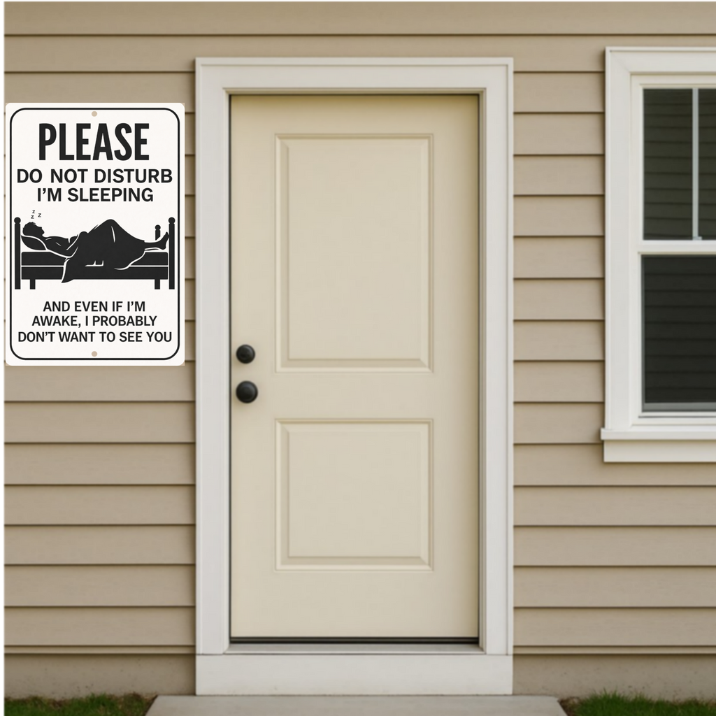 Please Do Not Disturb I’m Sleeping Sign – Funny Door Warning Sign | Home Privacy Decor 13x19in Laminated Print