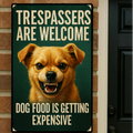 Trespassers Are Welcome LAMINATED Funny Dog Sign – Beware of Dog Yard Warning Sign 13x19in