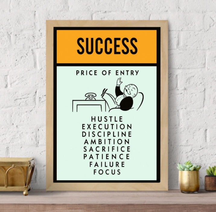 Success Poster – Price of Entry Motivational Wall Art | Hustle Discipline Focus Decor 13x19in