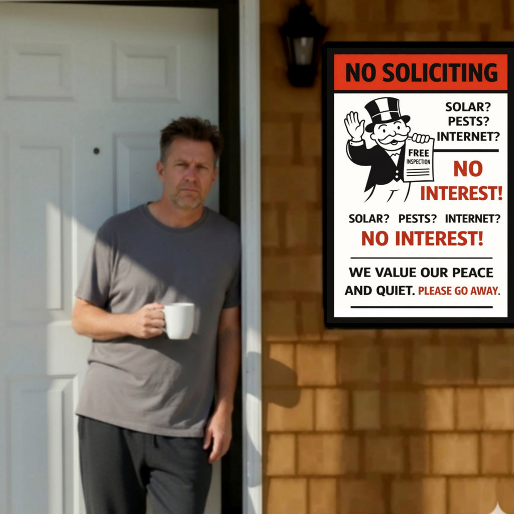 No Soliciting Sign No Interest We Value Our Peace And Quiet 13x19 Laminated Door Sign Funny No Salesmen Sign Home Decor
