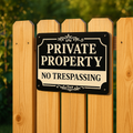 Private Property No Trespassing Sign – Rustic Vintage Warning Sign | Farm, Land, Yard, Fence Security Decor