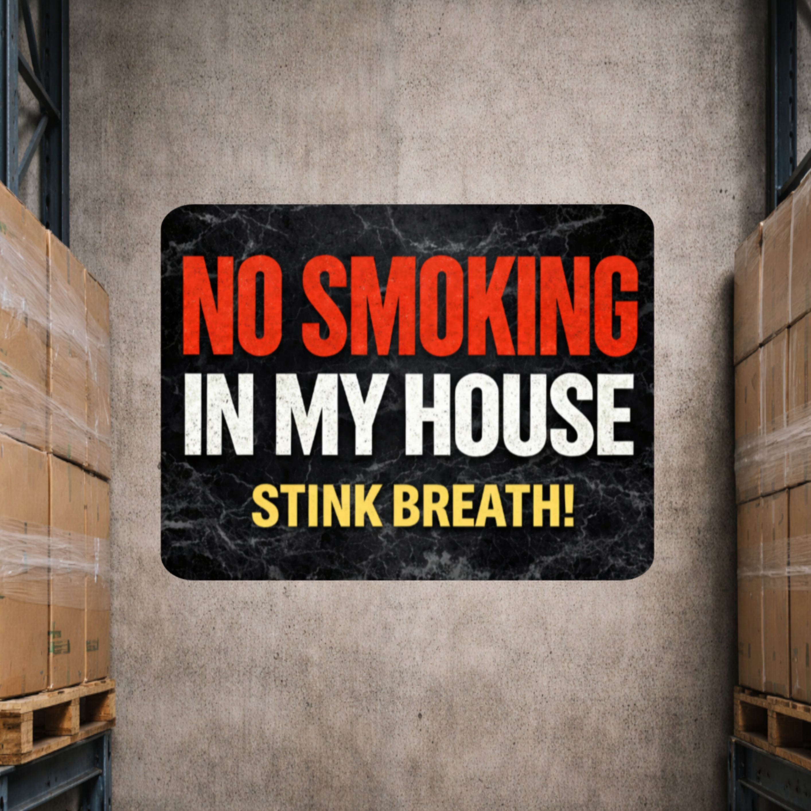 No Smoking In My House Stink Breath Sign – Funny No Smoking Sign Home Decor, No Smoking Wall Art, Laminated Door Sign 6x9in 19x13in