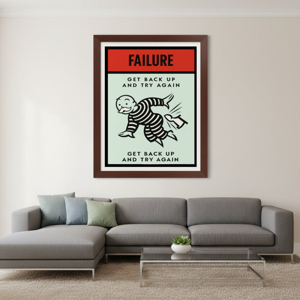 Failure Motivational Poster – Get Back Up and Try Again | Growth Mindset Wall Art 13x19in