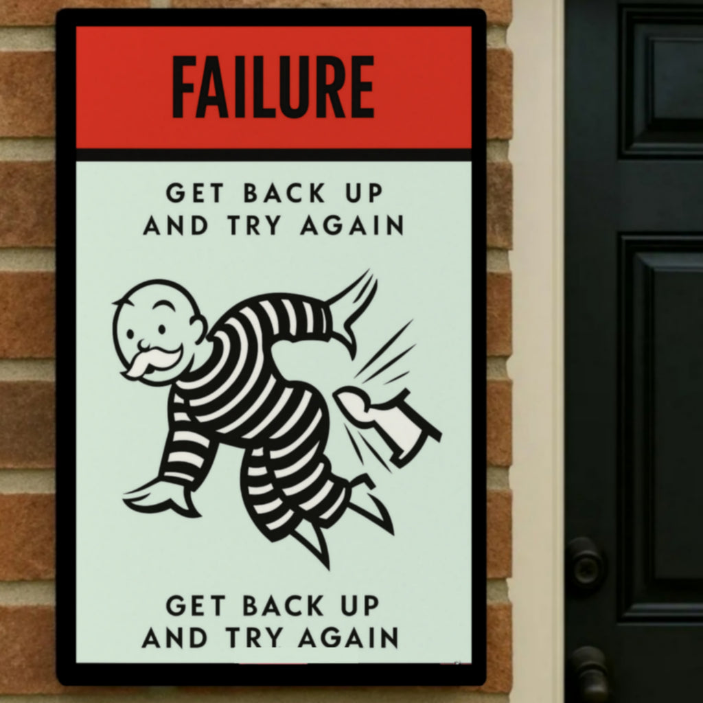 Failure Motivational Poster – Get Back Up and Try Again | Growth Mindset Wall Art 13x19in