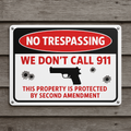 No Trespassing Sign – Property Protected by Second Amendment | 19x13 Security Warning Sign
