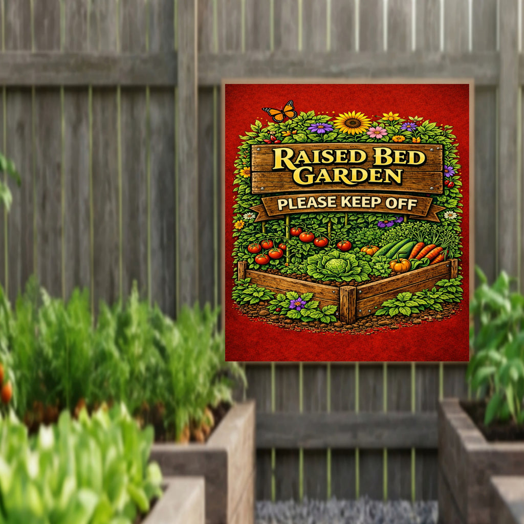 Raised Bed Garden Sign Please Keep Off Garden Decor 13x19 Laminated Outdoor Garden Sign Vegetable Garden Protection