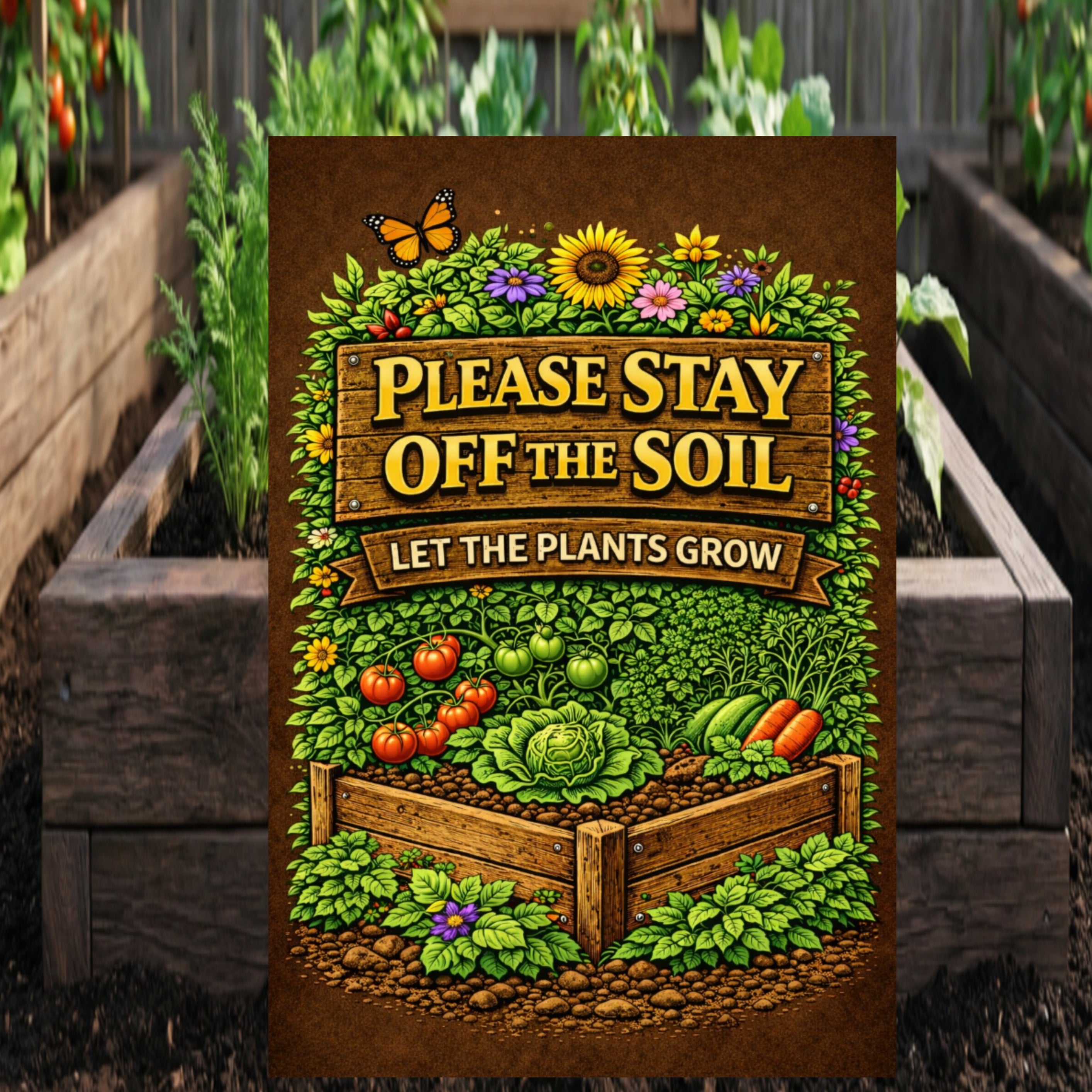 Stay Off The Soil Garden Sign Protect Plants Yard Sign 13x19 Laminated Outdoor Garden Decor Vegetable Garden Warning
