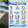 Pool Rules Sign 13x19 Laminated Funny Pool Safety Poster Kids Pool Rules Sign Backyard Pool Decor Family Pool Sign