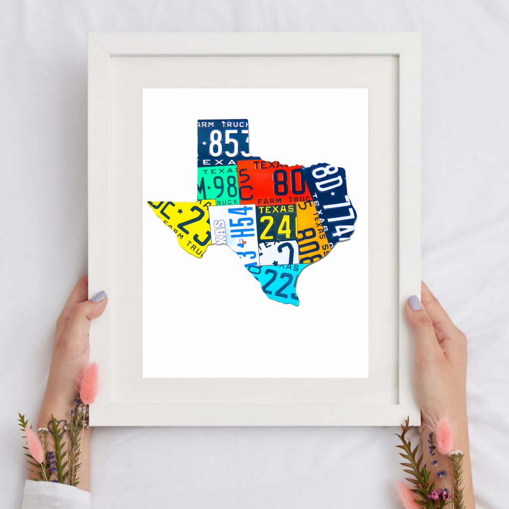 Texas License Plate Wall Art Colorful State Decor Modern Home Wall Print Laminated 13x19