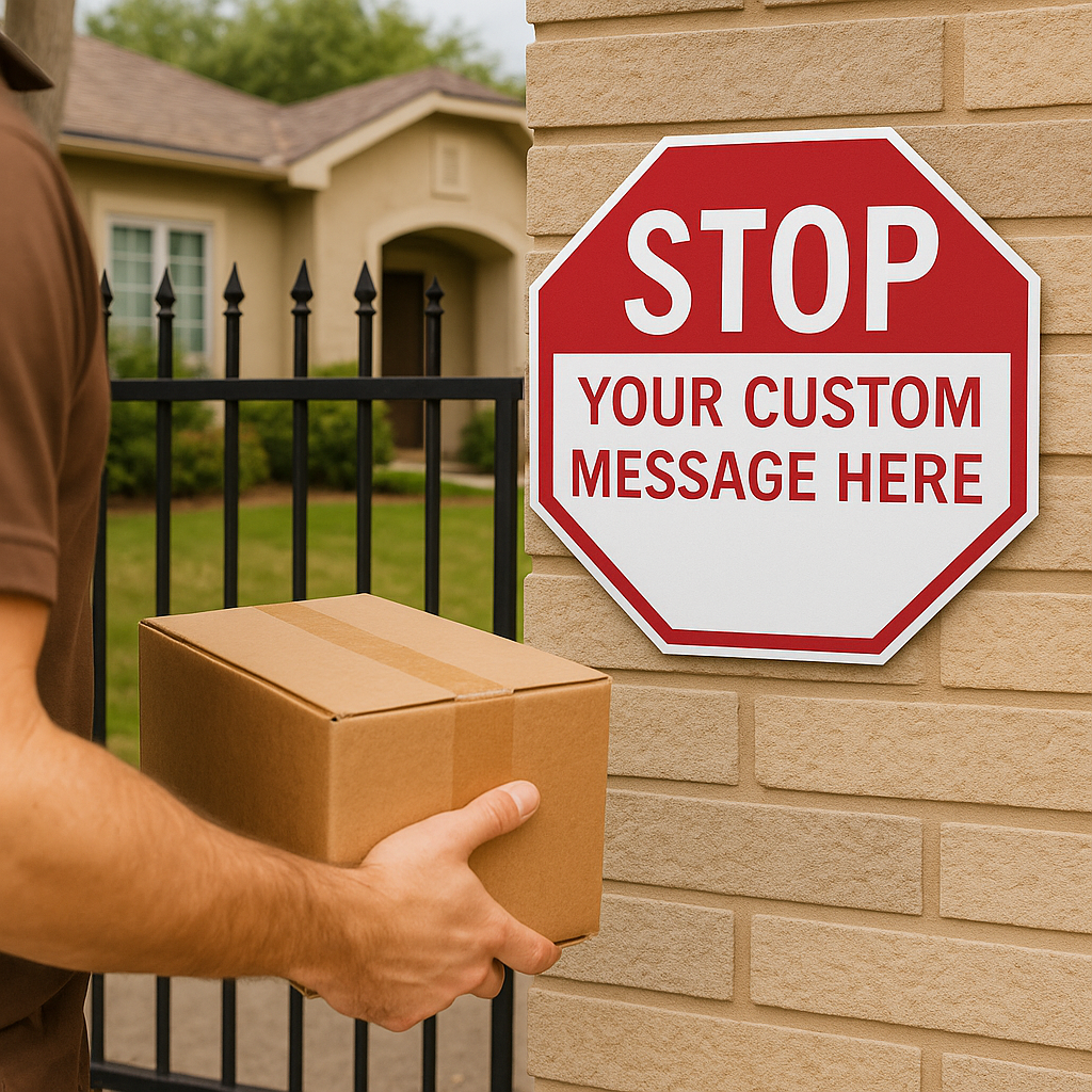Custom Stop Sign – Personalized Warning Sign | Add Your Own Message | 12x12 Custom Property Sign