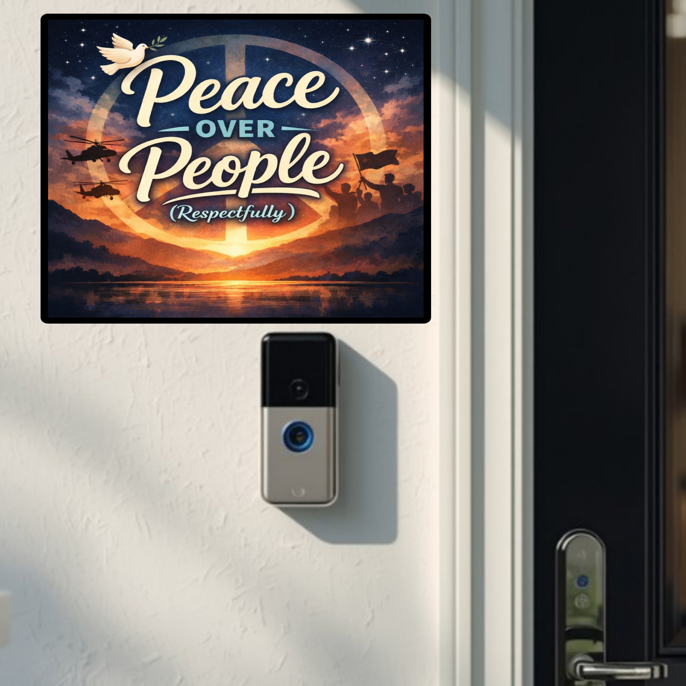 Peace Over People Wall Art (Respectfully) – Motivational Statement Decor | Aluminum Backing Sign