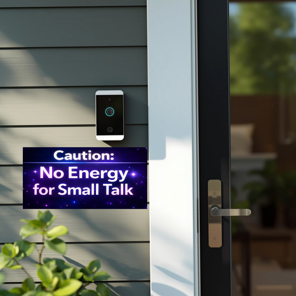 Caution No Energy For Small Talk Sign Funny Introvert Door Sign Modern Home Decor Statement Piece 5x9in