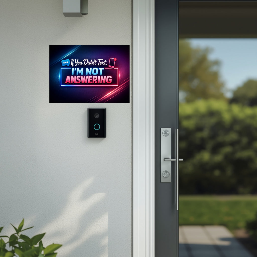 No Text, No Answer” Door Sign – Modern Funny Entryway Decor | Do Not Disturb Home Sign