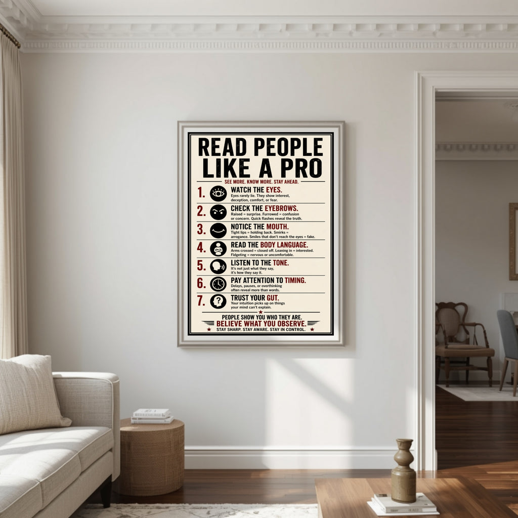 Read People Like A Pro Sign 13x19 Laminated Educational Poster Body Language Psychology Wall Art Self Awareness Mindset Sign