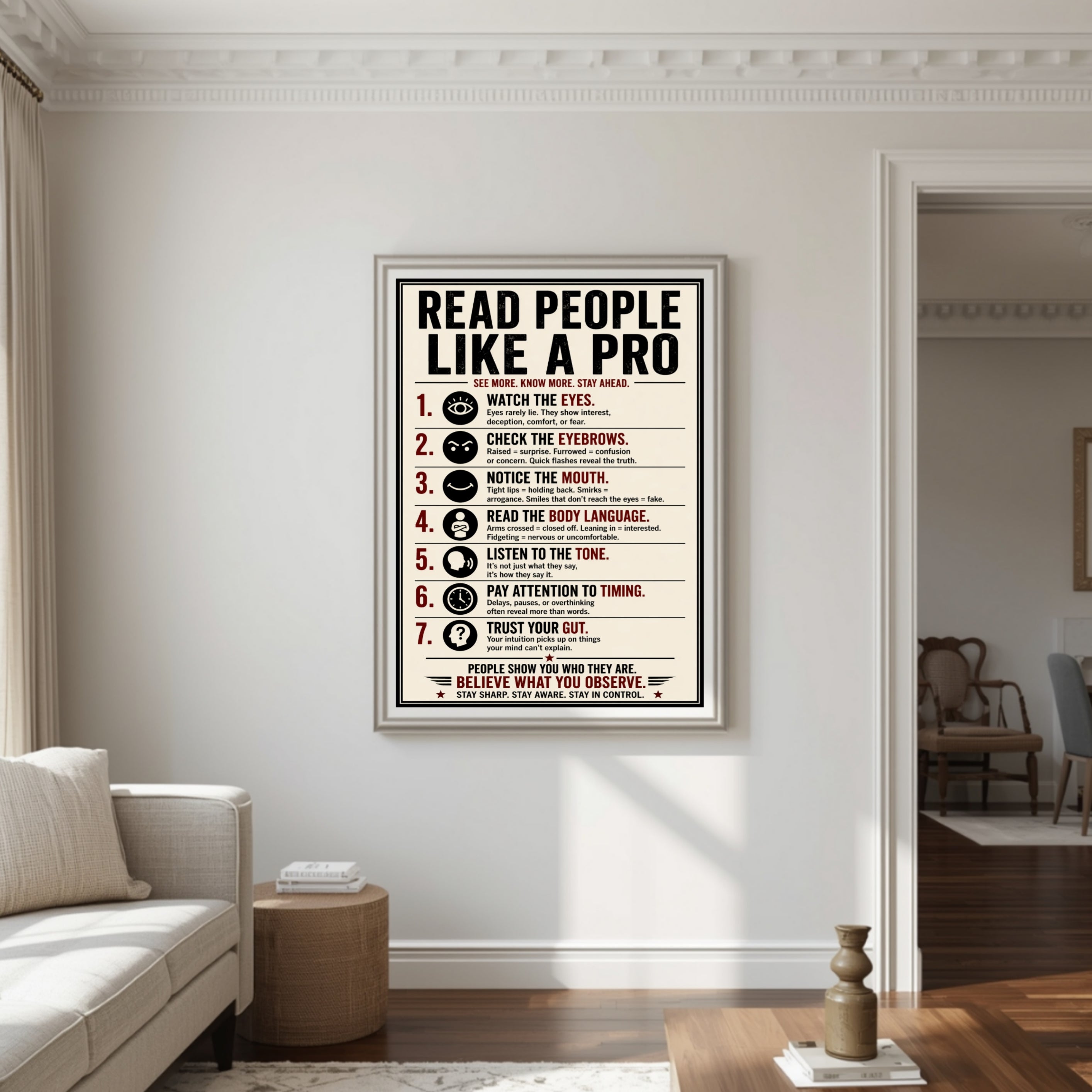 Read People Like A Pro Sign 13x19 Laminated Educational Poster Body Language Psychology Wall Art Self Awareness Mindset Sign