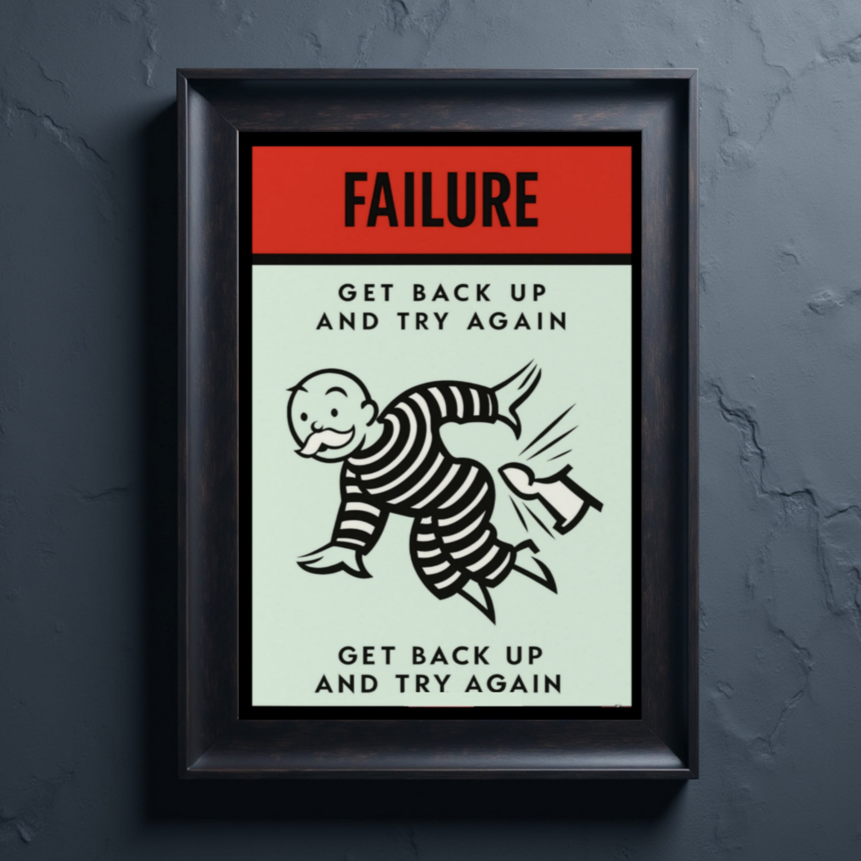 Failure Motivational Poster – Get Back Up and Try Again | Growth Mindset Wall Art 13x19in