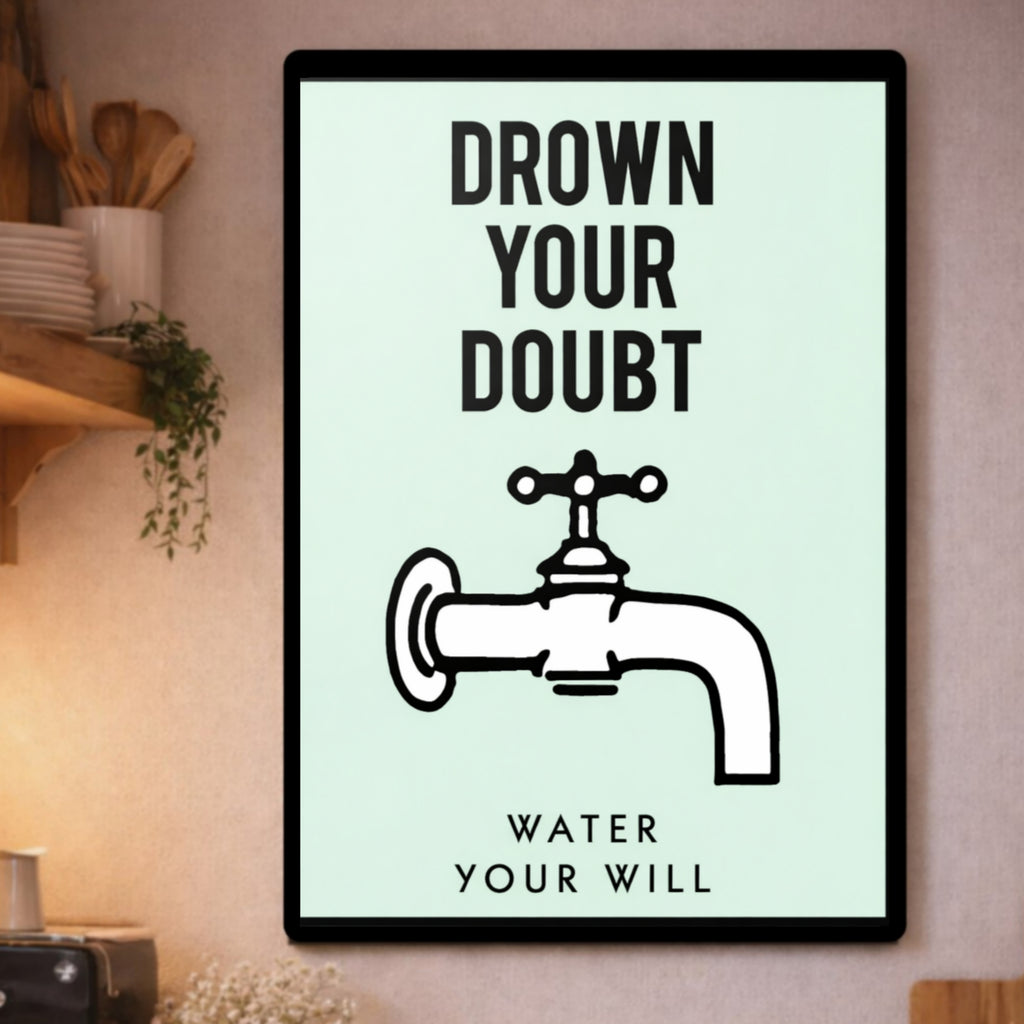 Drown Your Doubt Wall Art – Motivational Success 13x19in Laminated Print| Entrepreneur Mindset Decor | Office Inspiration Sign