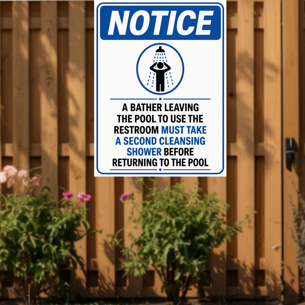 Pool Shower Notice Sign | 13x19 Laminated Swimming Pool Hygiene & Safety Wall Sign