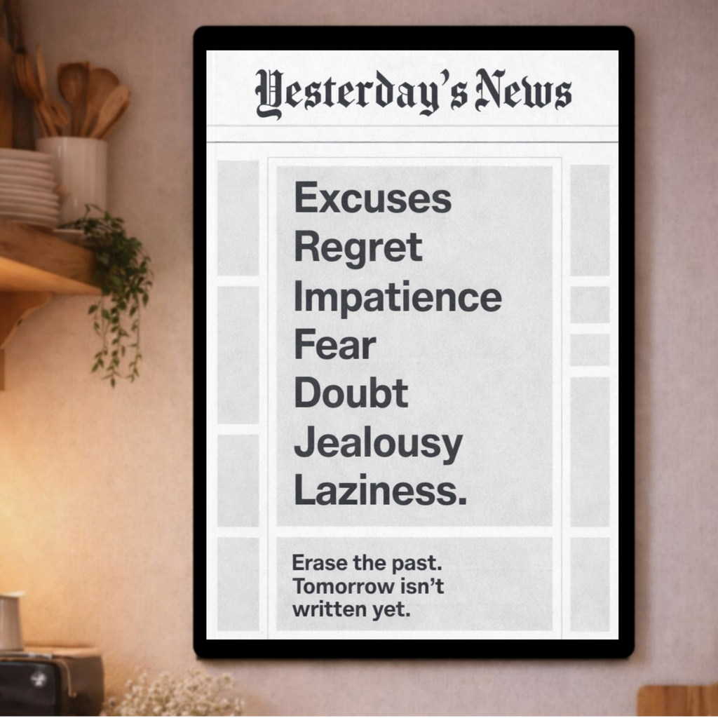 Excuses Fear Doubt Motivation Laminated Print– Yesterday’s News Inspirational Wall Art 13x19in