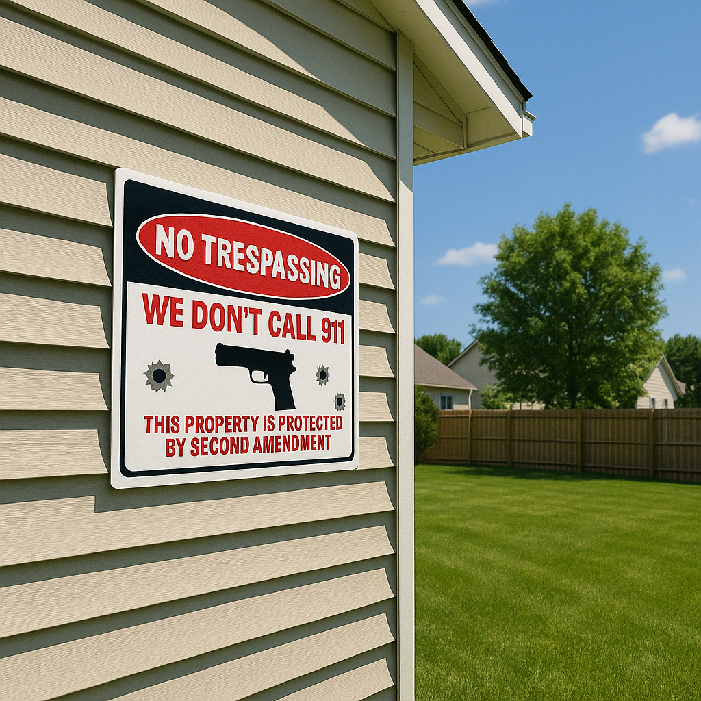 No Trespassing Sign – Property Protected by Second Amendment | 19x13 Security Warning Sign