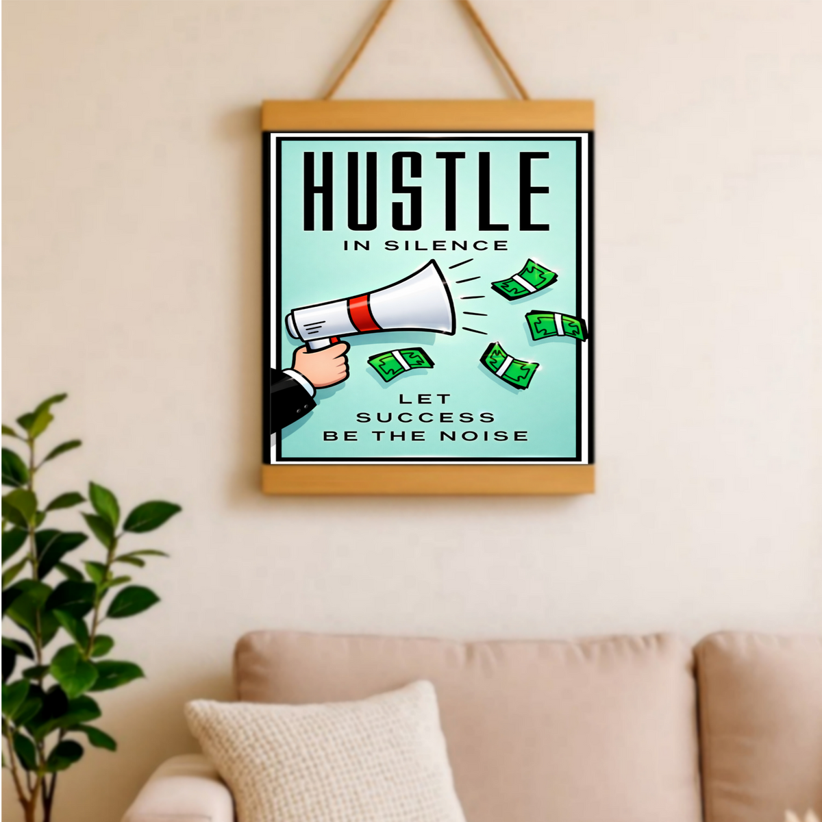 Hustle In Silence Let Success Be The Noise Poster – 13x19 Laminated Motivational Wall Art