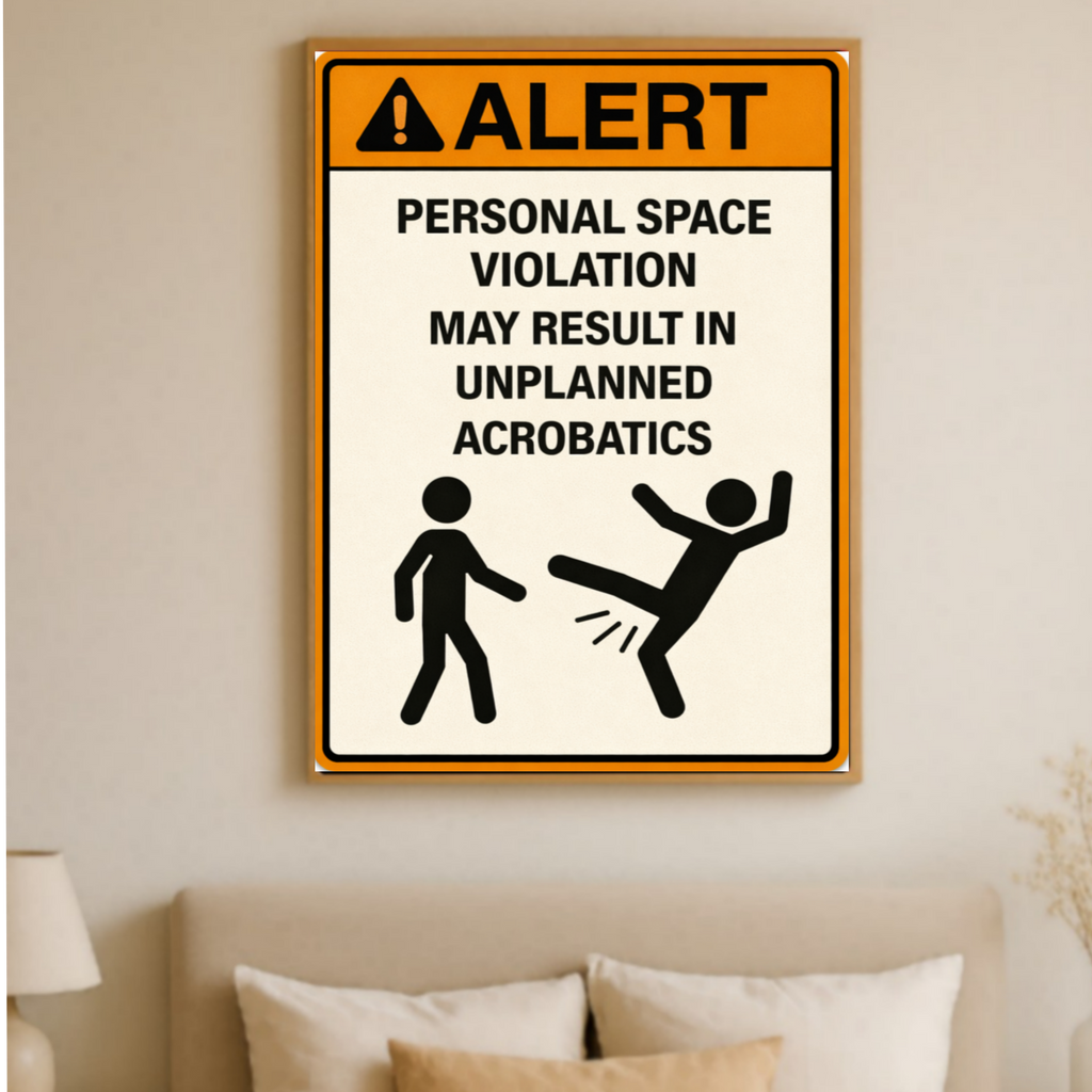 Personal Space Violation Funny Alert Sign 13x19 Laminated Print Humor Wall Art Funny Warning Sign Office Decor Gift Idea