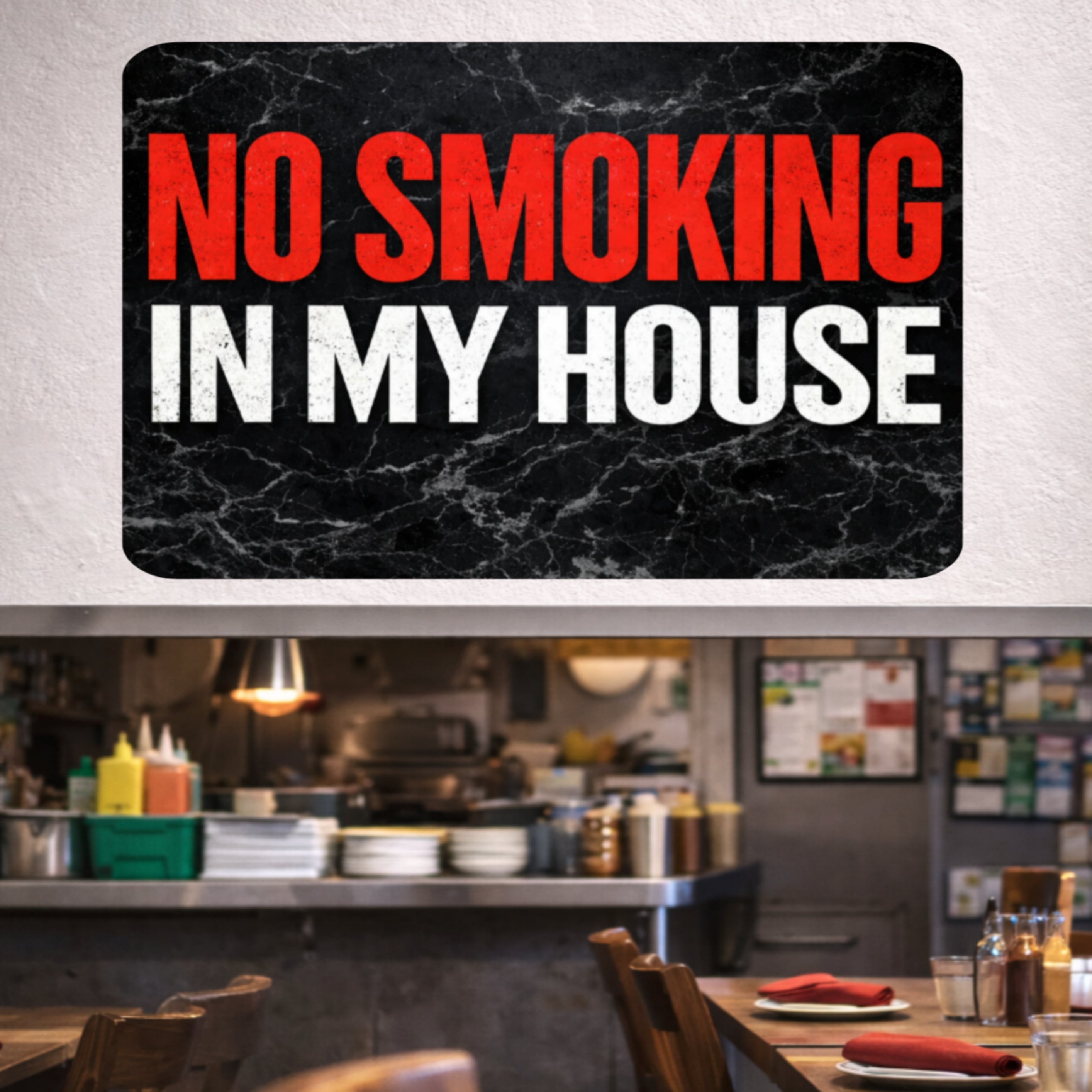 No Smoking In My House Sign – Bold Home No Smoking Wall Decor, Modern Door Sign, Laminated House Rules Sign 6x9in 19x13in
