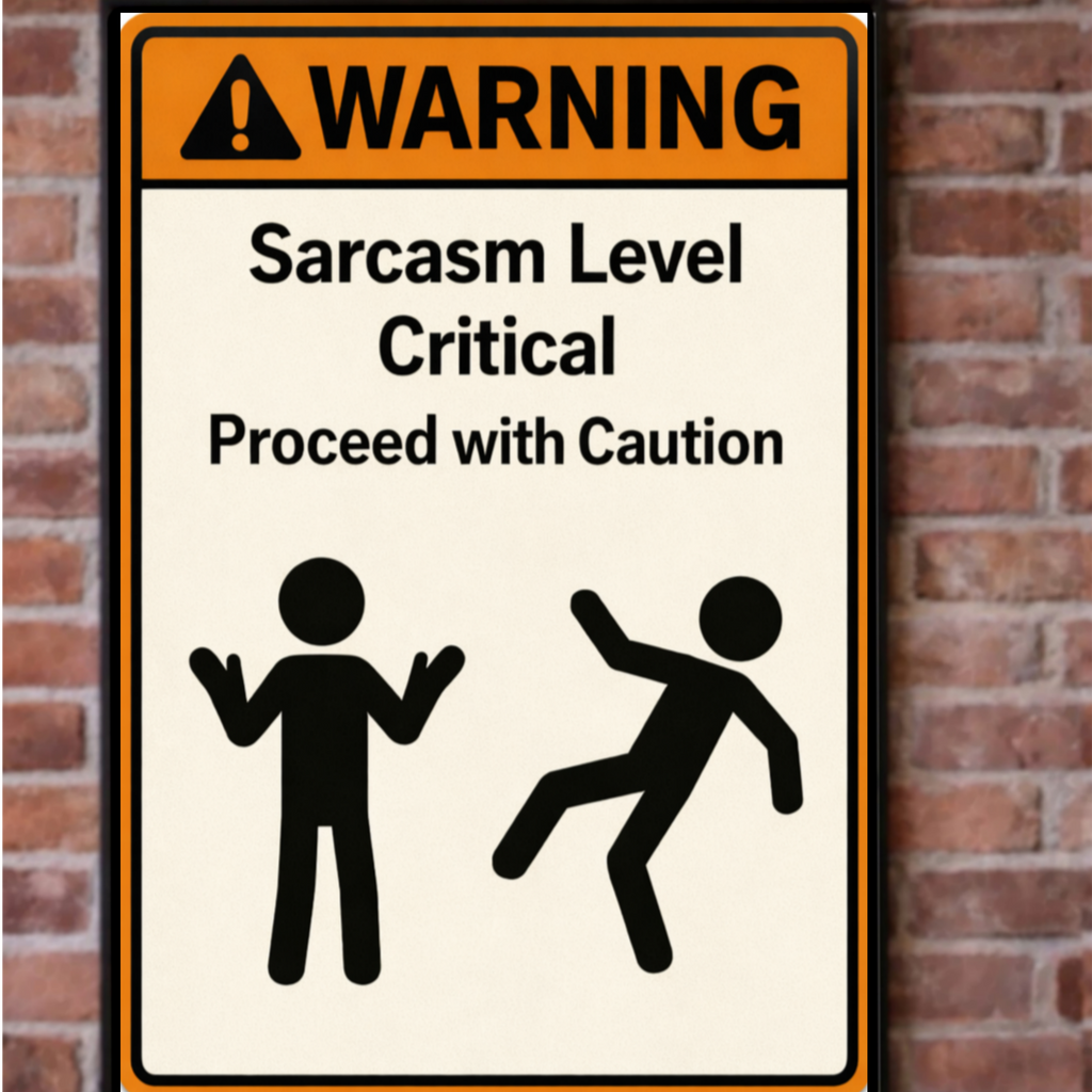 Sarcasm Level Critical Funny Warning Sign 13x19 Laminated Print Humor Wall Art Office Decor Gift for Coworkers Sarcastic Personality Sign
