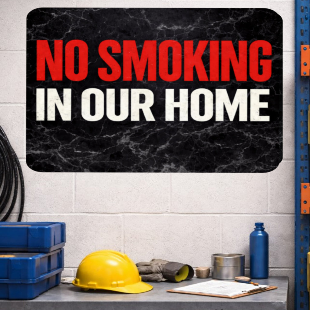 No Smoking In Our Home Sign – Family Home No Smoking Wall Decor, House Rules Sign, Laminated Door Sign 6x9in 19x13in