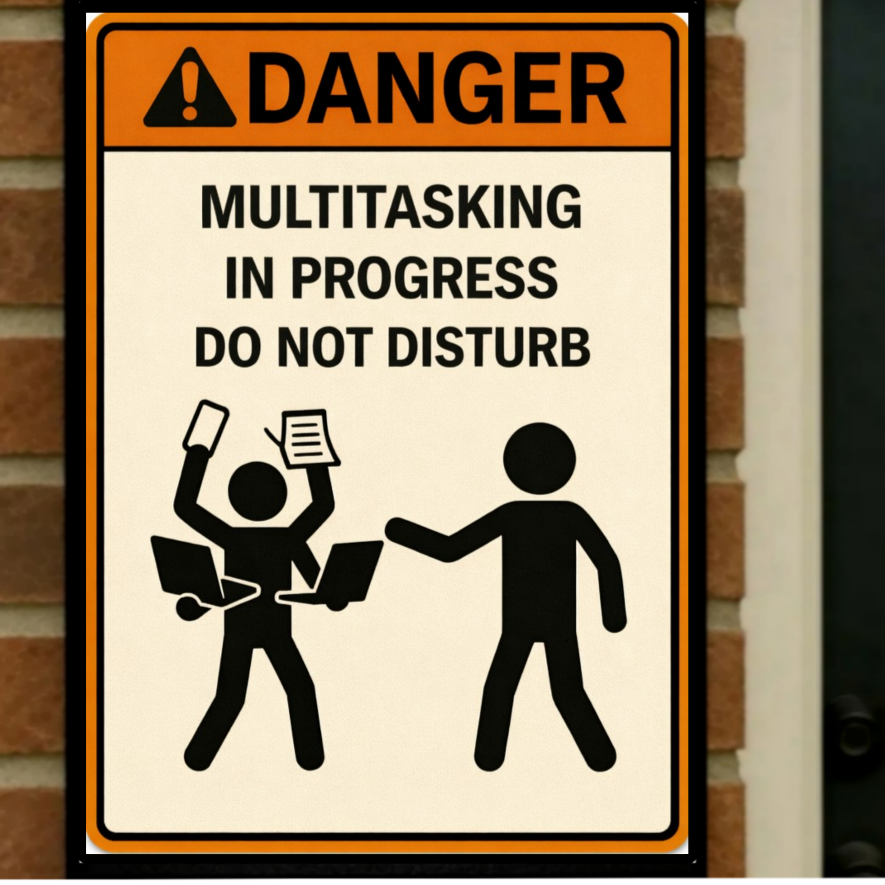 Multitasking In Progress Do Not Disturb Funny Danger Sign 13x19 Laminated Print Office Humor Busy Life Decor Funny Work Sign
