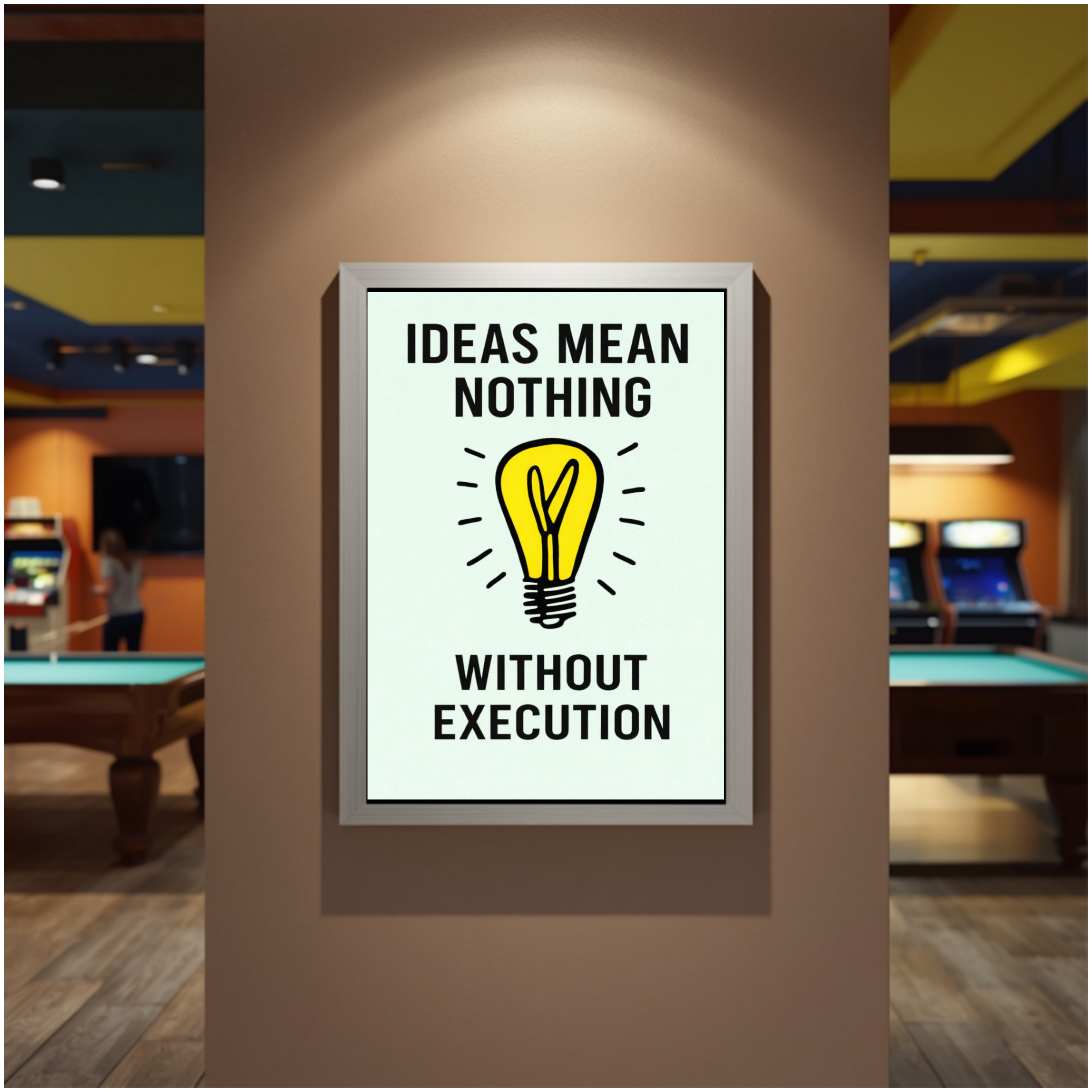 Ideas Mean Nothing Without Execution Monopoly Laminated or Framed Print – Entrepreneur Motivation Wall Art 13x19in