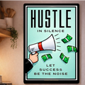 Hustle In Silence Let Success Be The Noise Poster – 13x19 Laminated Motivational Wall Art