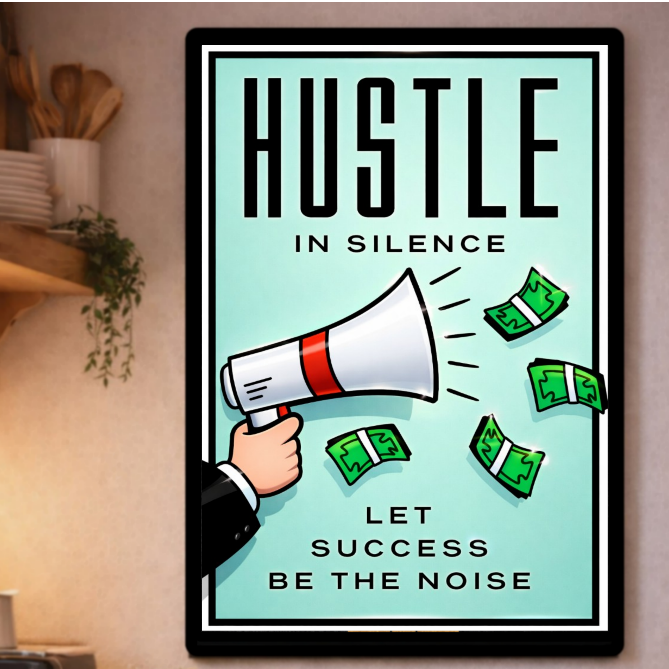 Hustle In Silence Let Success Be The Noise Poster – 13x19 Laminated Motivational Wall Art