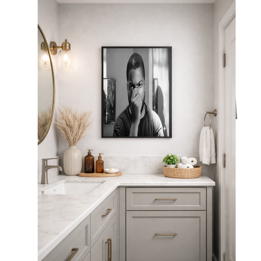 Friday Movie Inspired Wall Art – Pops & Craig Classic Scene Print | Funny Urban Nostalgia Decor | Black & White Framed Poster