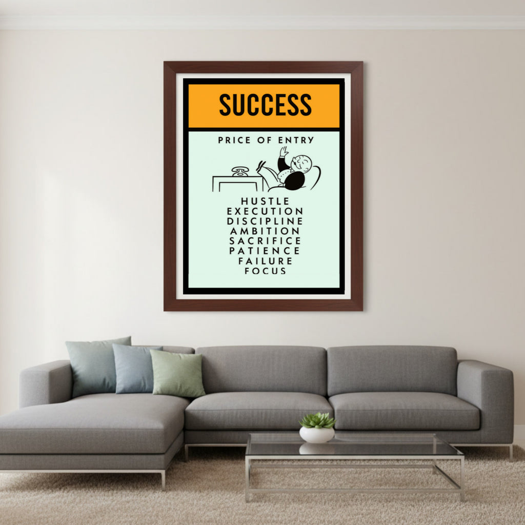Success Poster – Price of Entry Motivational Wall Art | Hustle Discipline Focus Decor 13x19in